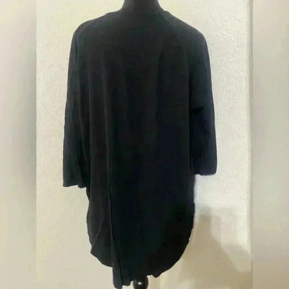 Eddie Bauer Womens 3/4 sleeve criss cross/key hole black shirt, size Small  XXL - Picture 2 of 6